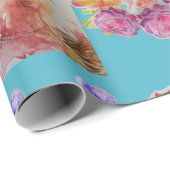 Red Fox Watercolor Woodland Aquamarine Rose Geschenkpapier (Rolleneckpunkt)