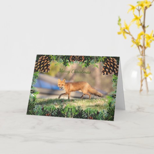 Red Fox Weihnachtskarte Karte (Gelbe Blume)