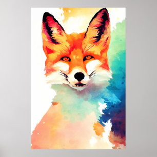 Red Fox Wild Nature Animal Color Art Malerei Poster