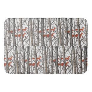 Red Fox Winter Gray Woods Bath Mat Neutral Töne Badematte
