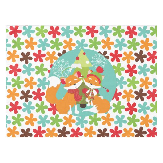 Red Fox Winter Holiday Tableclout Tischdecke (Vorderseite (Horizontal))