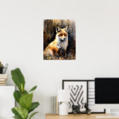 Red Fox Woodland Animal Art Print Poster (Heimbüro)