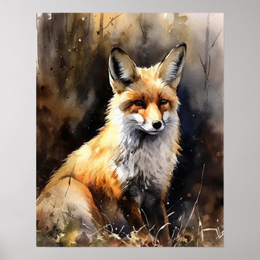 Red Fox Woodland Animal Art Print Poster (Vorne)