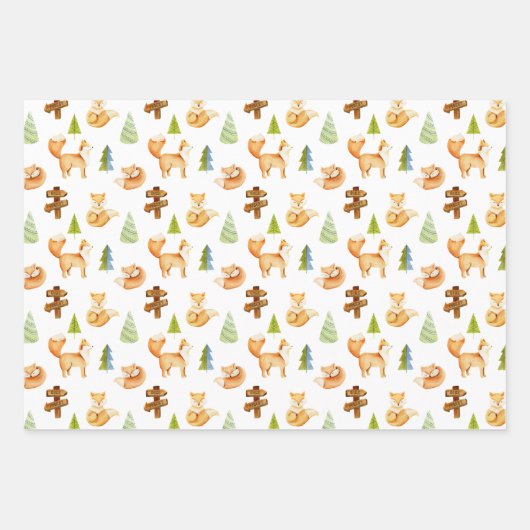 Red Fox Woodland Wildlife Pattern Geschenkpapier Set (Vorderseite 3)