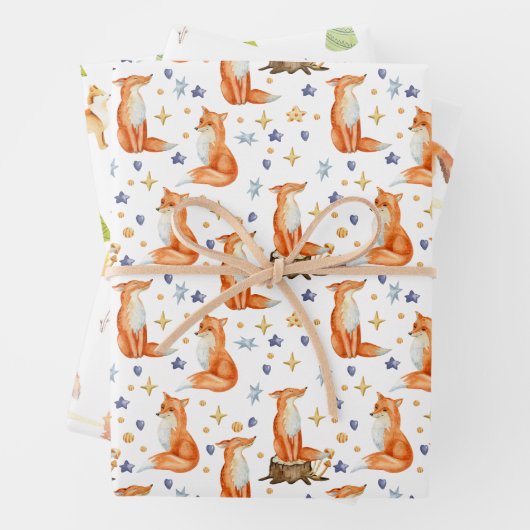 Red Fox Woodland Wildlife Pattern Geschenkpapier Set (Beispiel)