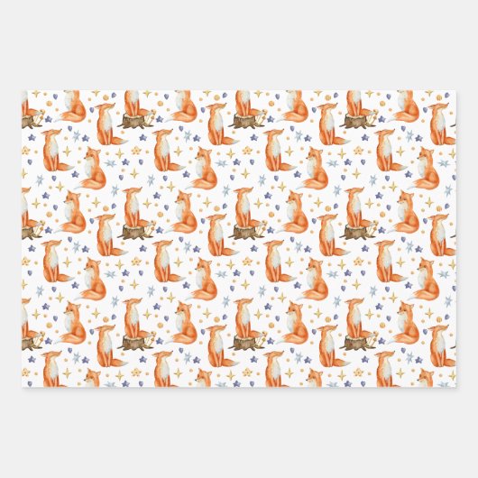 Red Fox Woodland Wildlife Pattern Geschenkpapier Set (Vorderseite)