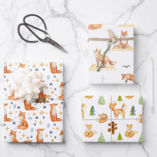 Red Fox Woodland Wildlife Pattern Geschenkpapier Set