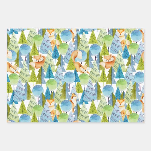 Red Fox Woodland Wildlife Pattern Geschenkpapier Set (Vorderseite)