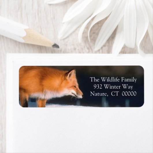 Red Fox Xmas Card Rücksendeadresse Etikett (Insitu)