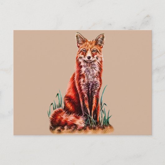 Red Fox Zeichnend Tier Art Stift Foxy Postkarte (Vorderseite)