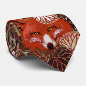 RED FOXES AMONG BLACK WHITE LEAVES AND FOLIAGE KRAWATTE (Gerollt)