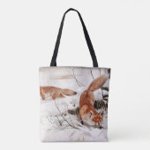 Red Foxes in Snow at Winter (by Wilhelm Kuhnert) Tasche (Rückseite)