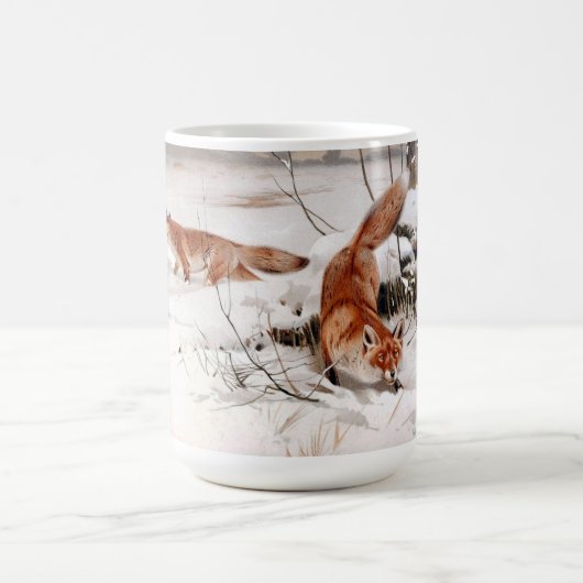 Red Foxes in the Winter Snow (by Wilhelm Kuhnert) Kaffeetasse (Mittel)