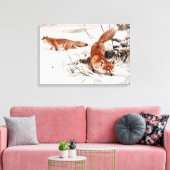 Red Foxes in the Winter Snow (by Wilhelm Kuhnert) Leinwanddruck (Insitu (Wohnzimmer))