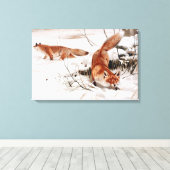 Red Foxes in the Winter Snow (by Wilhelm Kuhnert) Leinwanddruck (Insitu (Holzboden))