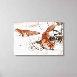 Red Foxes in the Winter Snow (by Wilhelm Kuhnert) Leinwanddruck