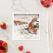 Red Foxes in the Winter Snow (by Wilhelm Kuhnert) Serviette (Beispiel)