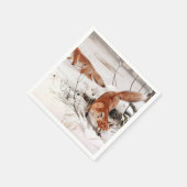 Red Foxes in the Winter Snow (by Wilhelm Kuhnert) Serviette (Ecke)
