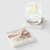 Red Foxes in the Winter Snow (by Wilhelm Kuhnert) Steinuntersetzer (Seitenansicht)