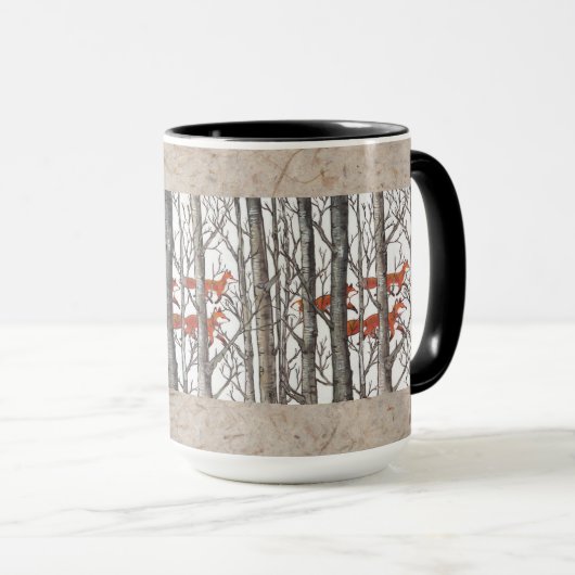 Red Foxes in Woods Art Rustic Look LG Tasse (VorderseiteRechts)