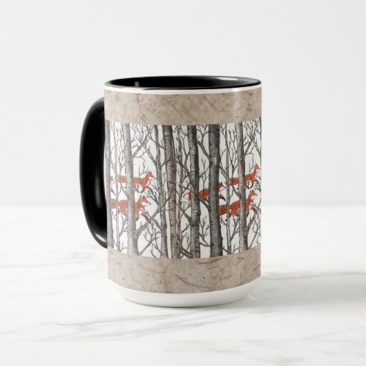 Red Foxes in Woods Art Rustic Look LG Tasse (Vorderseite Links)