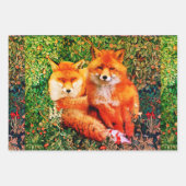 RED FOXES UNTER GREENERIE, FOLIAGE UND BLUME WRA GESCHENKPAPIER SET (Vorderseite 3)