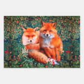 RED FOXES UNTER GREENERIE, FOLIAGE UND BLUME WRA GESCHENKPAPIER SET (Vorderseite 2)