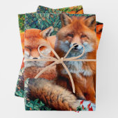 RED FOXES UNTER GREENERIE, FOLIAGE UND BLUME WRA GESCHENKPAPIER SET (Beispiel)
