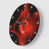 RED FRACTAL ROSE IN BLACK,PINK GEMSTONES GROßE WANDUHR (Winkel)