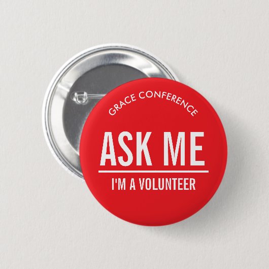 Red Frag Me Volunteers Button (Vorne & Hinten)