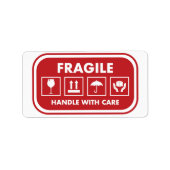 Red Fragile Handle mit Care Mailing Label Adressaufkleber (Vorne)