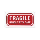 Red Fragile Handle mit Care Mailing Label Adressaufkleber (Vorne)