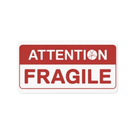 Red Fragile Handle mit Care Mailing Label-Bildern Adressaufkleber (Vorne)