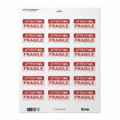Red Fragile Handle mit Care Mailing Label-Bildern Adressaufkleber (Vorne)