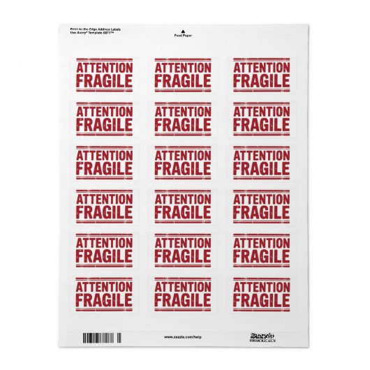 Red Fragile Handle mit Care Mailing Label Images1 Adressaufkleber (Vorne)