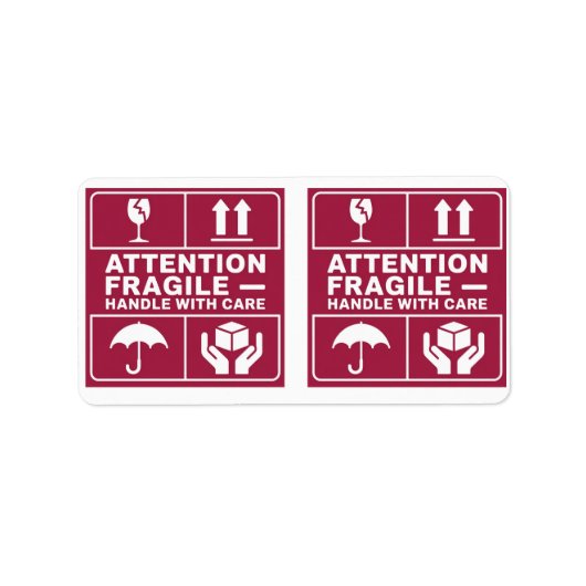 Red Fragile Handle mit Care Mailing Label Images3 Adressaufkleber (Vorne)