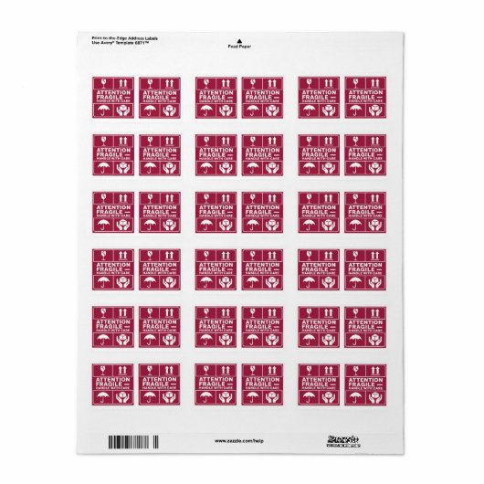 Red Fragile Handle mit Care Mailing Label Images3 Adressaufkleber (Vorne)