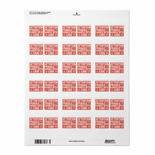 Red Fragile Handle mit Care Mailing Label Images4 Adressaufkleber (Vorne)