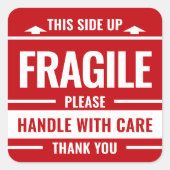 Red Fragile Label Shipping Warning Small Sticker (Vorderseite)