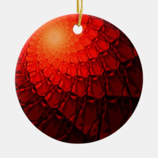 Red Fraktal Pattern Keramik Ornament (Vorne)
