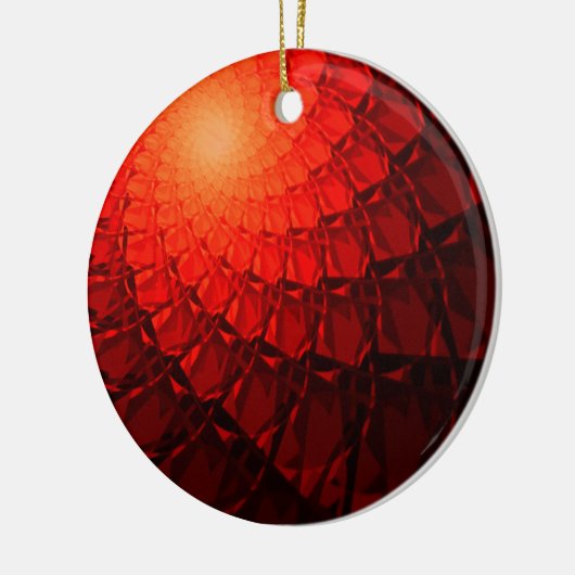 Red Fraktal Pattern Keramik Ornament (Links)