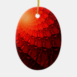 Red Fraktal Pattern Keramik Ornament