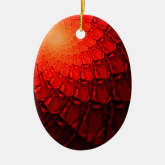 Red Fraktal Pattern Keramik Ornament (Vorne)