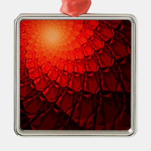 Red Fraktal Pattern Ornament Aus Metall (Vorne)