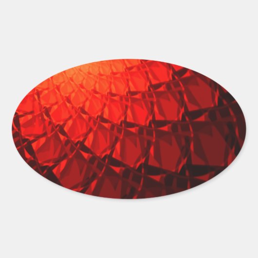 Red Fraktal Pattern Ovaler Aufkleber (Vorderseite)