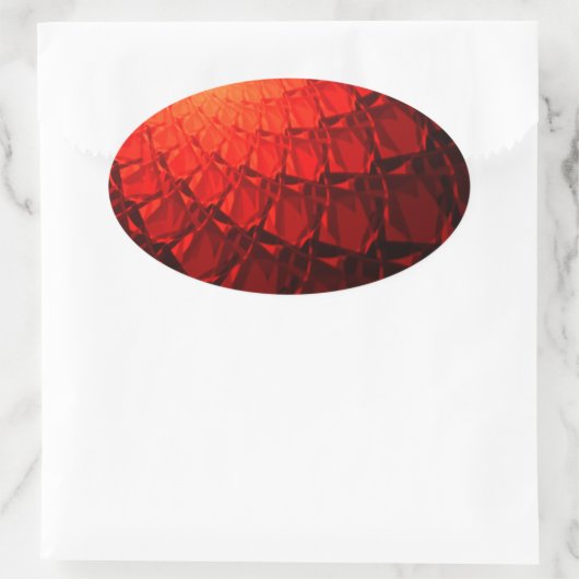 Red Fraktal Pattern Ovaler Aufkleber (Tasche)