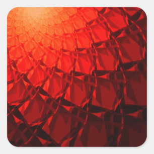 Red Fraktal Pattern Quadratischer Aufkleber