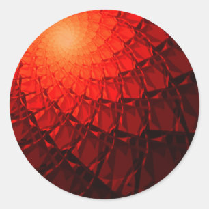 Red Fraktal Pattern Runder Aufkleber