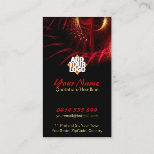 Red Fraktal Scifi Fantasy Business Card Visitenkarte (Vorderseite)