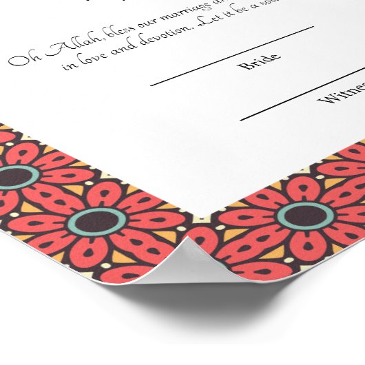 Red Frame Nikkah Zertifikat Poster (Ecke)